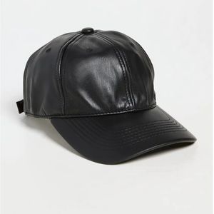 Shopbop Bop Basics black leather baseball cap 🧢